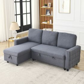 FX 78.8" Reversible Sleeper Combo Sofa with Pullout Bed, Comfortable Linen L-Shaped Combo Sofa Sofa Bed, Living Room Furniture Sets for Tight Spaces