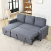 FX 78.8" Reversible Sleeper Combo Sofa with Pullout Bed, Comfortable Linen L-Shaped Combo Sofa Sofa Bed, Living Room Furniture Sets for Tight Spaces