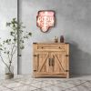 WESOME Modern Farmhouse Double Barn Door Accent Cabinet;  31 Inch