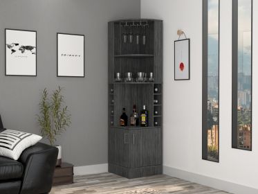 Bar Cabinet Papprika, 8 Wine Cubbies, Double Door, Smokey Oak Finish (Color: as Pic)