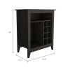 Future Bar Cabinet, Six Built-in Wine Rack, One Open Drawer, One Open Shelf, Carbon Espresso