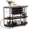 3-Tier Wine Bar Cabinet with Storage Shelves