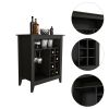 Future Bar Cabinet, Six Built-in Wine Rack, One Open Drawer, One Open Shelf, Carbon Espresso